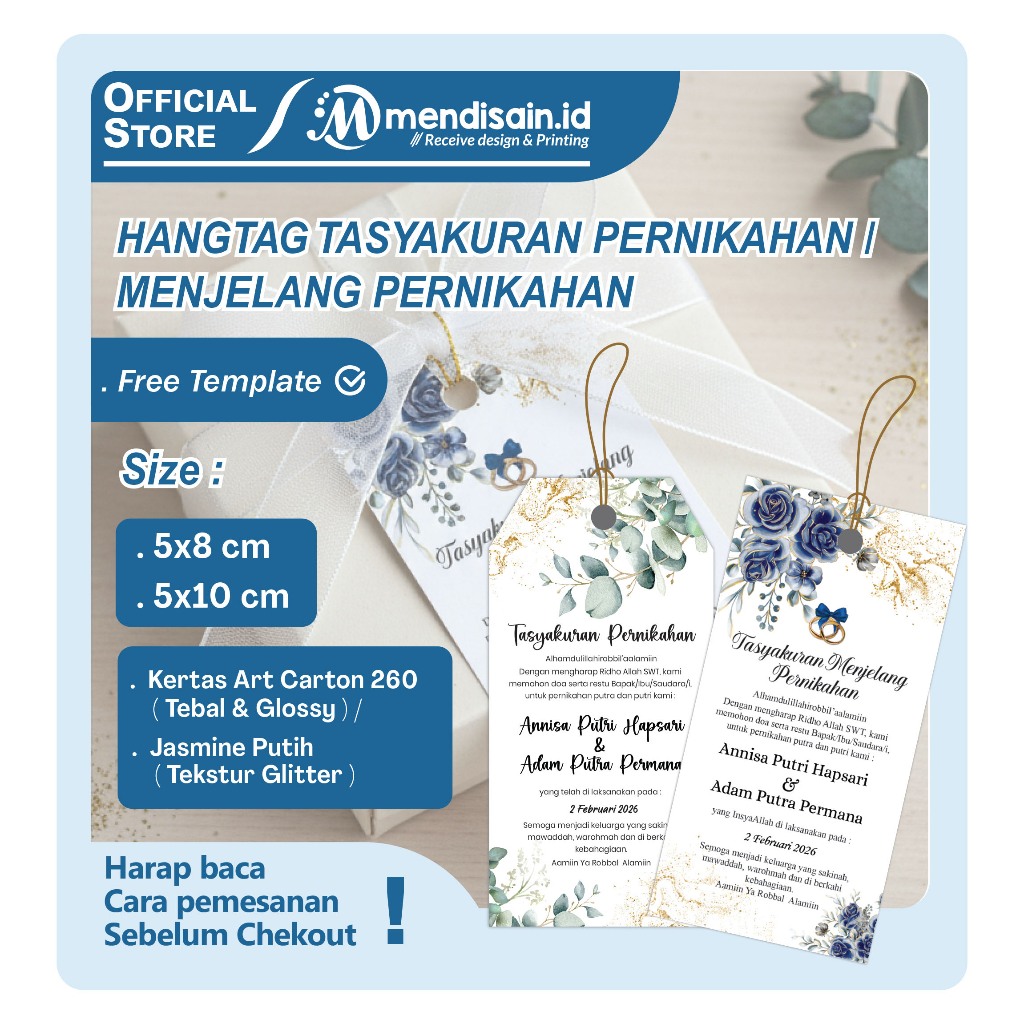 Hang tag Tasyakuran Pernikahan - Hangtag Ucapan Pengajian - Tag Tasyakuran Menjelang Nikah