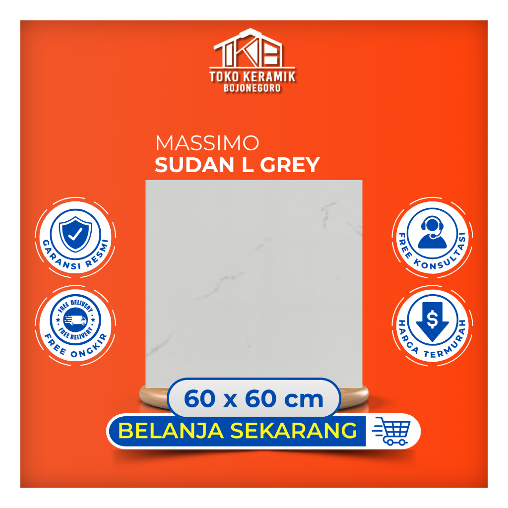 Keramik Lantai Glossy 60x60 Massimo Sudan L Grey kw III