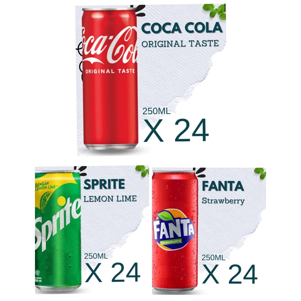 COCA COLA / SPRITE / FANTA KALENG 1 dus isi 24 kaleng - 250 ML INSTANT/SAMEDAY ONLY