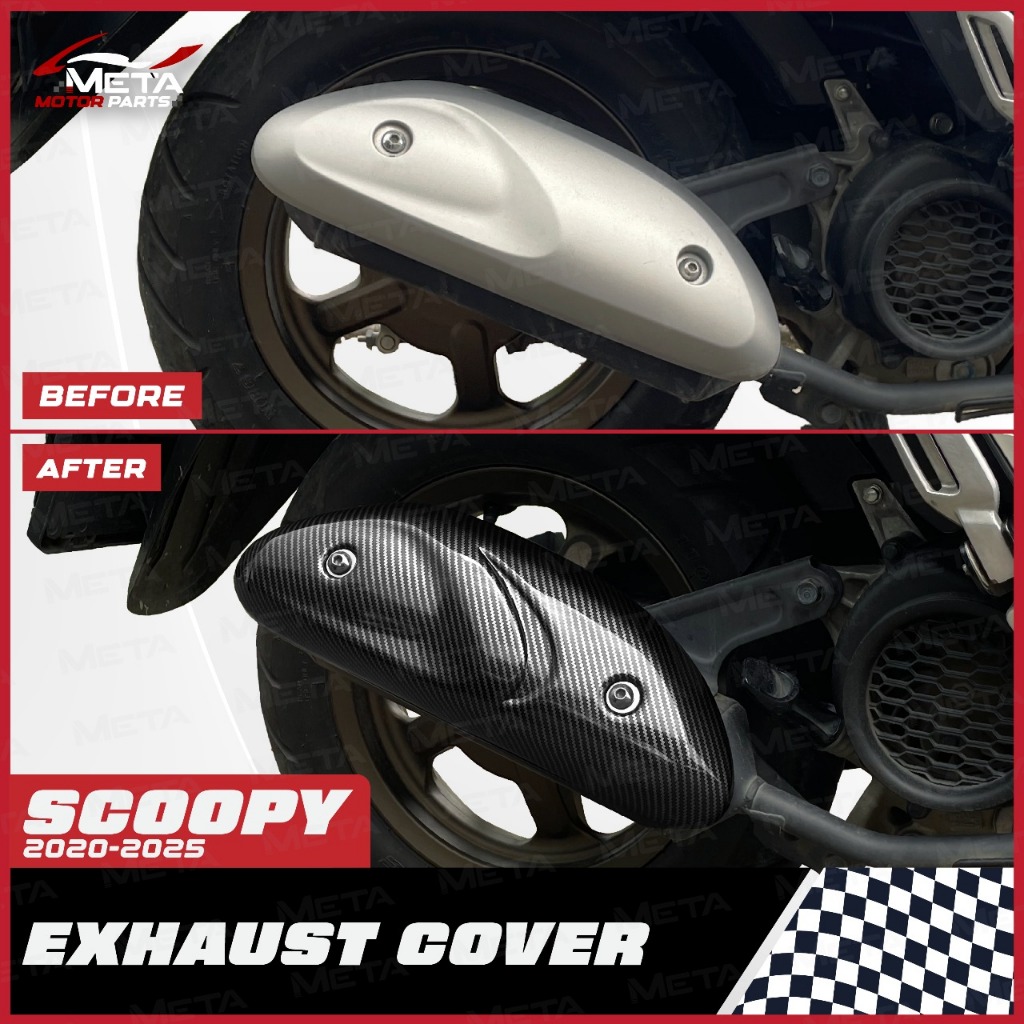 Muffler Knalpot Exhaust Cover Motor All New Scoopy 2020-2025 Model Carbon Bahan ABS