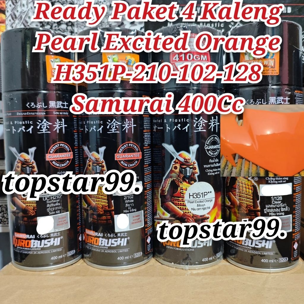 Pilok Pylox Cat Samurai Paket 4 Kaleng Pearl Exited Orage H351P Oren Metalik Epoxy Surfacer UC H210 