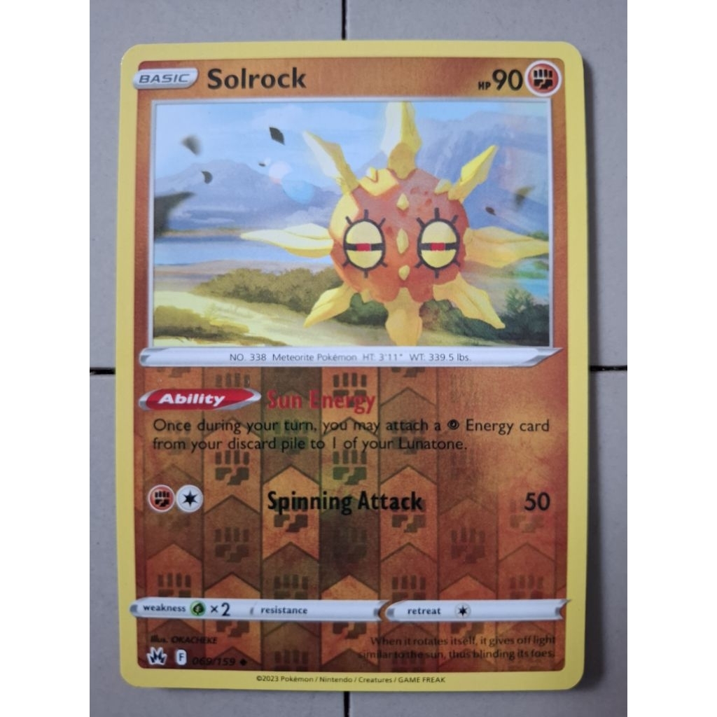 kartu kokemon original holo reverse solrock f 069/159