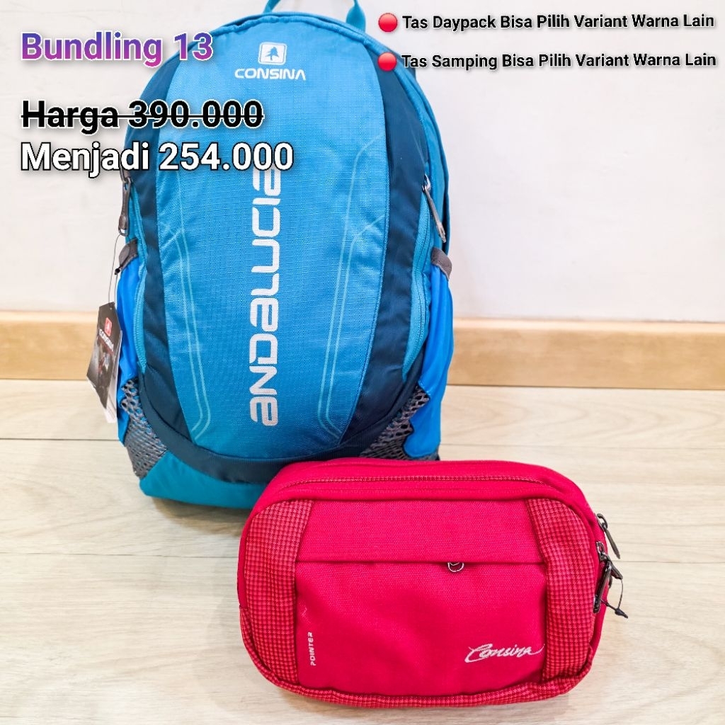 Paket Bundling 13 Tas Daypack Consina Andalucia, Tas Pinggang Consina Pointer