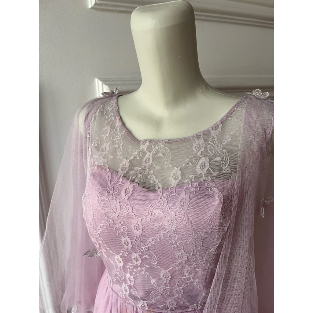 preloved Dress Pesta Butterfly lilac