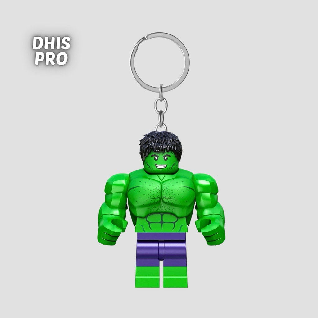 Dhis Project Gantungan Kunci LEGO Minifigure Hulk Spiderman Brand New Day Marvel
