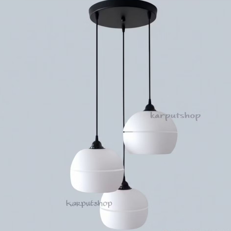 Lampu Gantung Minimalis 3in1 Bulat Putih Lampu Hias Ruang Tamu