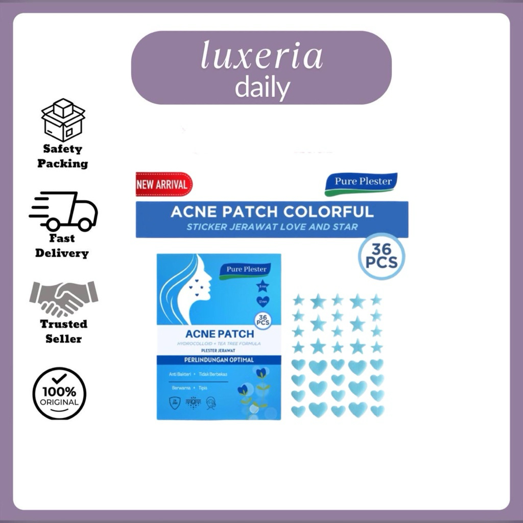 Pure Plester Acne Patch Colorful Sticker Jerawat Love Stars Biru