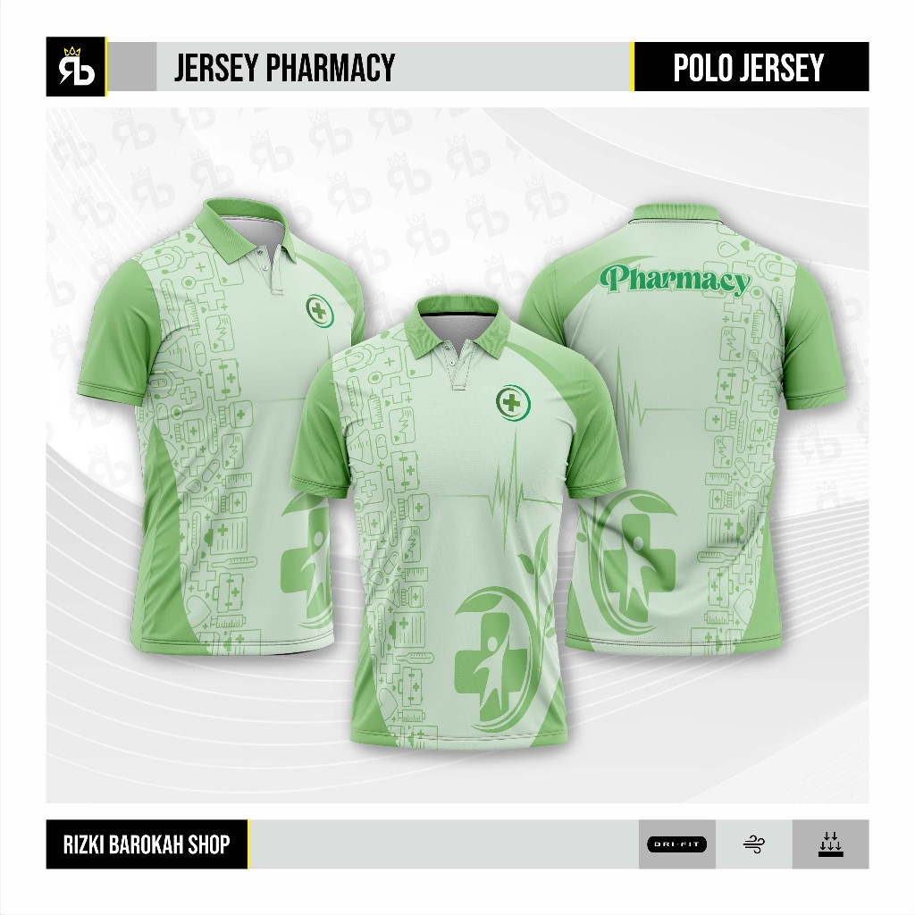Rizki Barokah Shop Jersey PHARMACY Baju Olahraga Pendek Kaos Santai Pria Wanita Sport Bahan Premium 