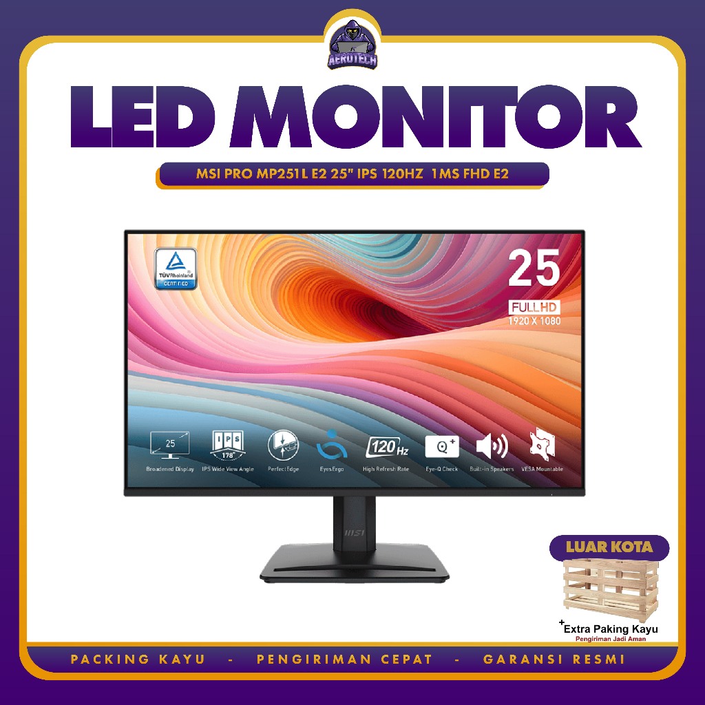 LED Monitor MSI PRO MP251L E2 25" IPS 120Hz MSI PRO MP251L 1MS FHD E2 MSI MP251L E2