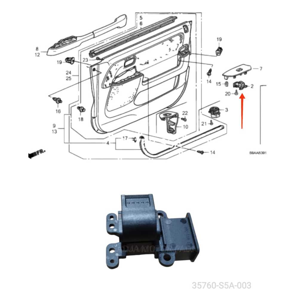 Tombol Switch Saklar Power Window Belakang Kanan Civic Vti Crv Rd Gen2 2001 2002 2003 2004 2005 3576