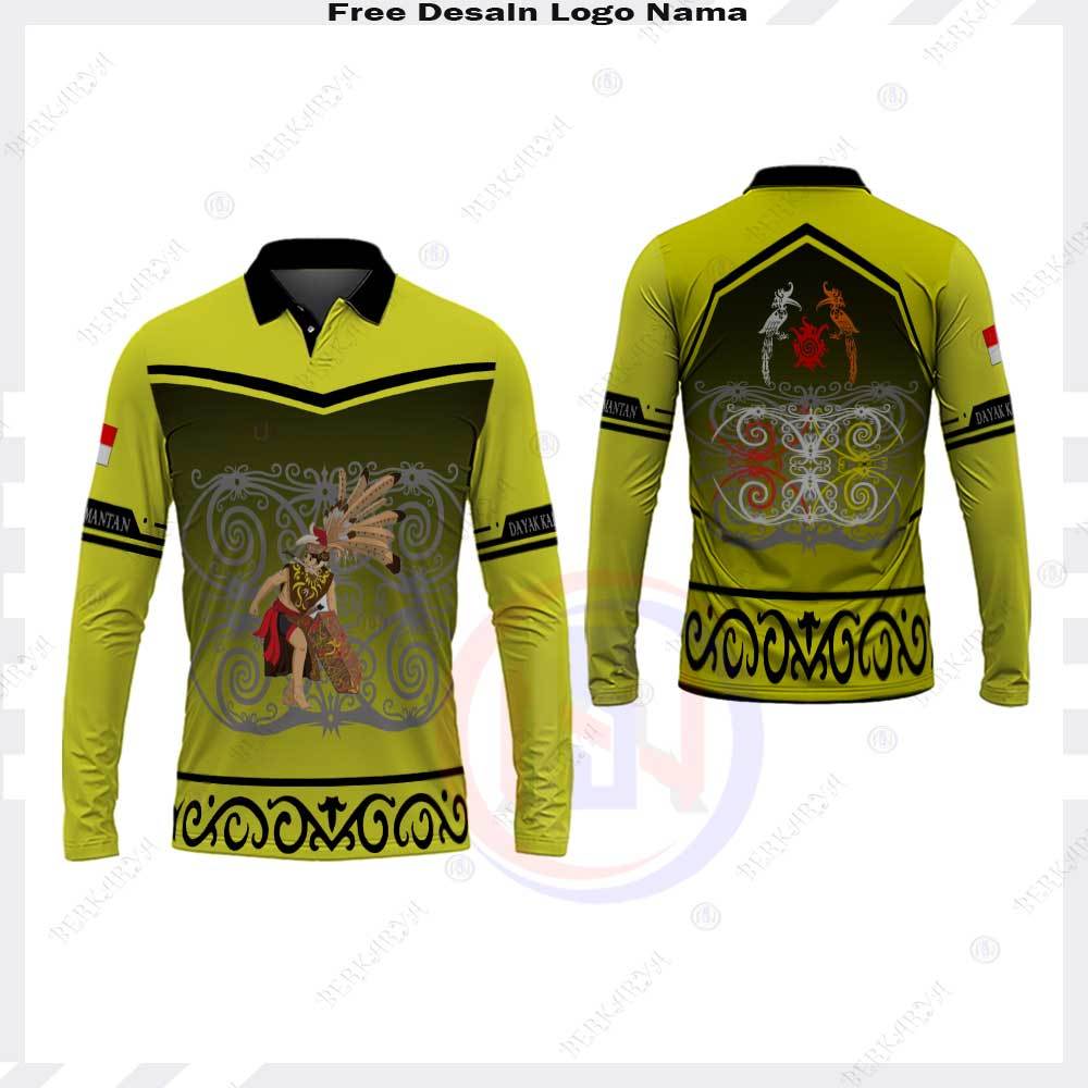 Baju Dayak Kalimantan Fullprint / Kaos Kerah Batik Dayak Kalimantan / Kaos Jersey Dayak Kalimantan