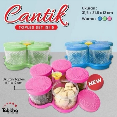 Toples Kristal Bening Kedap Udara 1 Set Nampan Toples Kue Lebaran Toples Cantik