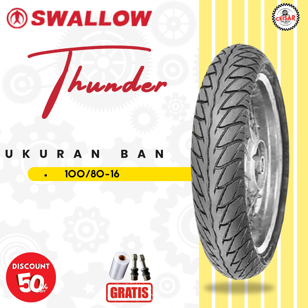 Ban Motor SWALLOW THUNDER 100/80 Ring 16 Tubeless