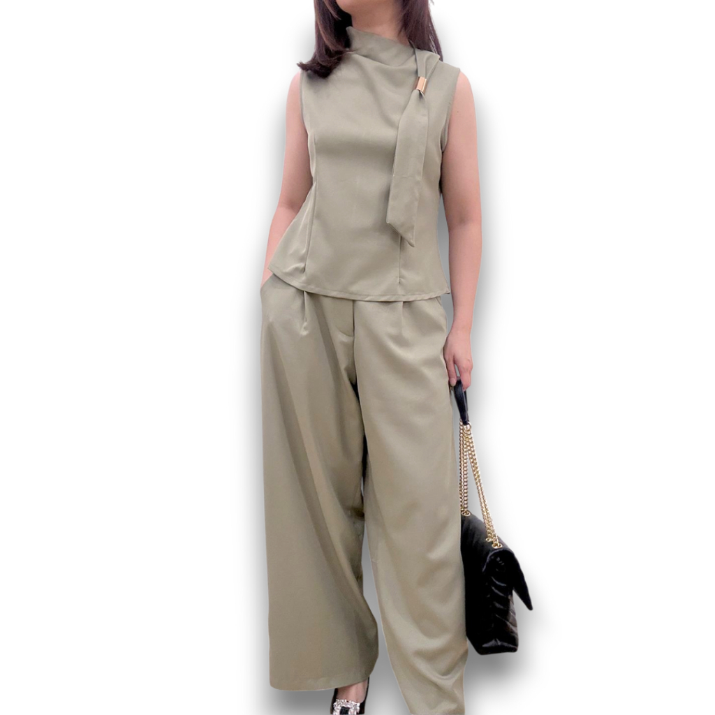 CALEA Viona Top Wanita Tanpa Lengan Elegan Atasan Ring Gold Tali Estetik Blouse Satin Premium Casual