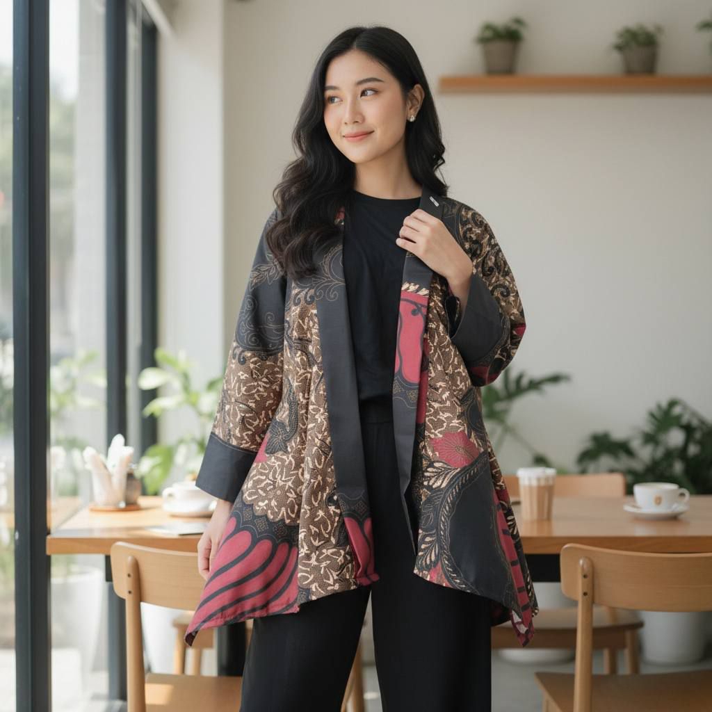 OUTER WANITA LENGAN PANJANG BATIK PREMIUM