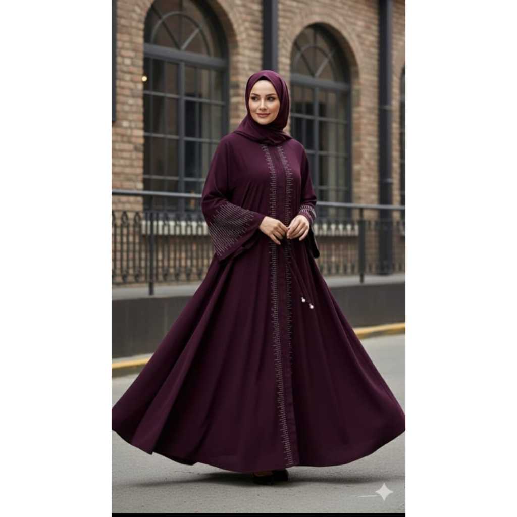 Gamis Abaya Kaftan Arabian Terbaru 2025/Abaya Dress Burgundy Hitam Putih Moca Terlaris/Dress Abaya B