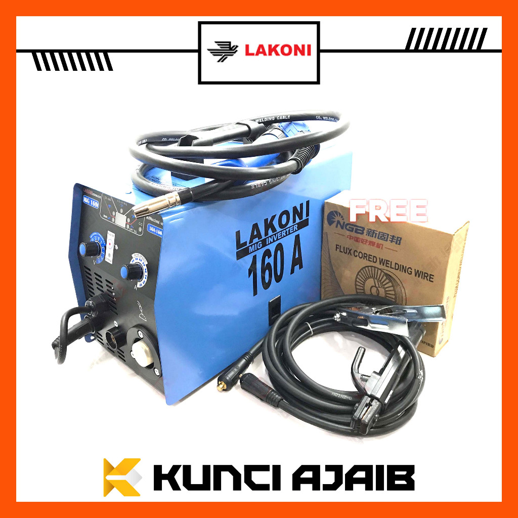 LAKONI Mesin Las MIG TIG MMA 160A - Tanpa Gas CO2 Flux Core
