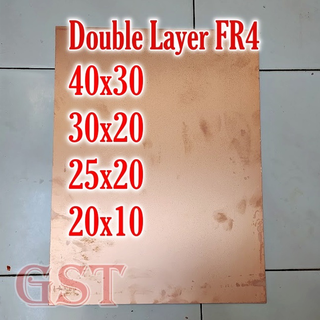 PCB fiber double Layer 40x30 30x20 25x20 20x10 cm fr4 dobel doubel tebal 1.6 mm dua sisi fr4