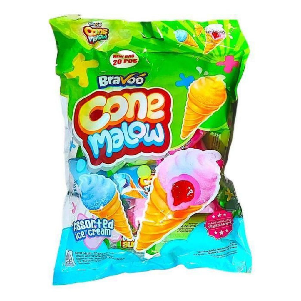 BRAVO MARSHMALLOW ICE CREAM MARSHMALLOW CONE 1PACK ISI 20PCS