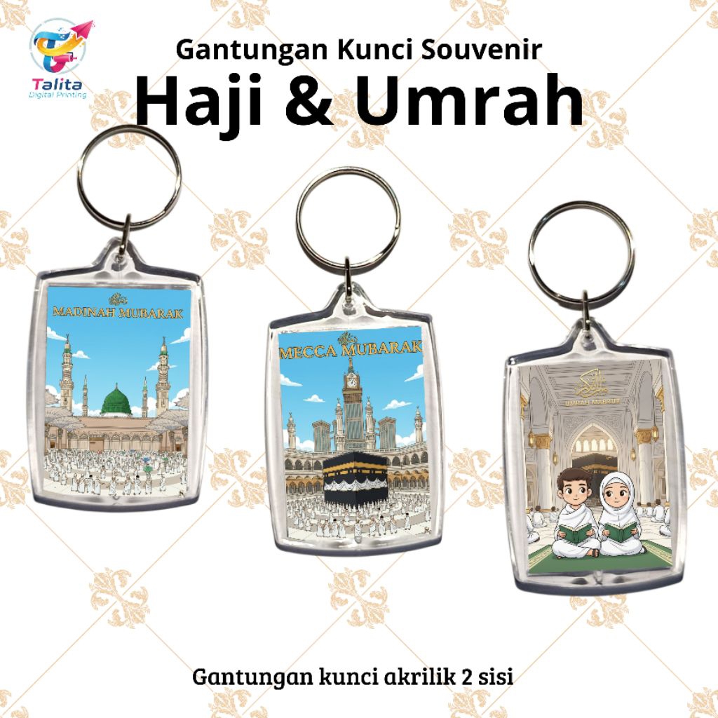 GANTUNGAN KUNCI AKRILIK 2 SISI || GANTUNGAN KUNCI AKRILIK OLEH-OLEH HAJI UMRAH || OLEH-OLEH HAJI UMR