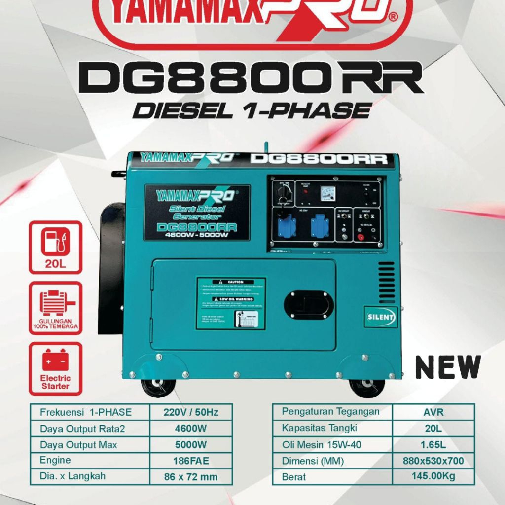 Promo Genset solar silent 5Kva 5000watt solar DIESEL 1phase baru berkualitas