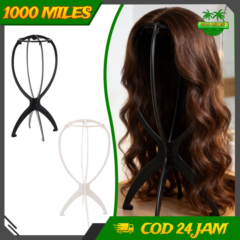 Penyangga Wig Plastik Hitam/Putih Anti Deformasi Mudah Rakit Dan Bawa Travel Untuk Rumah Salon