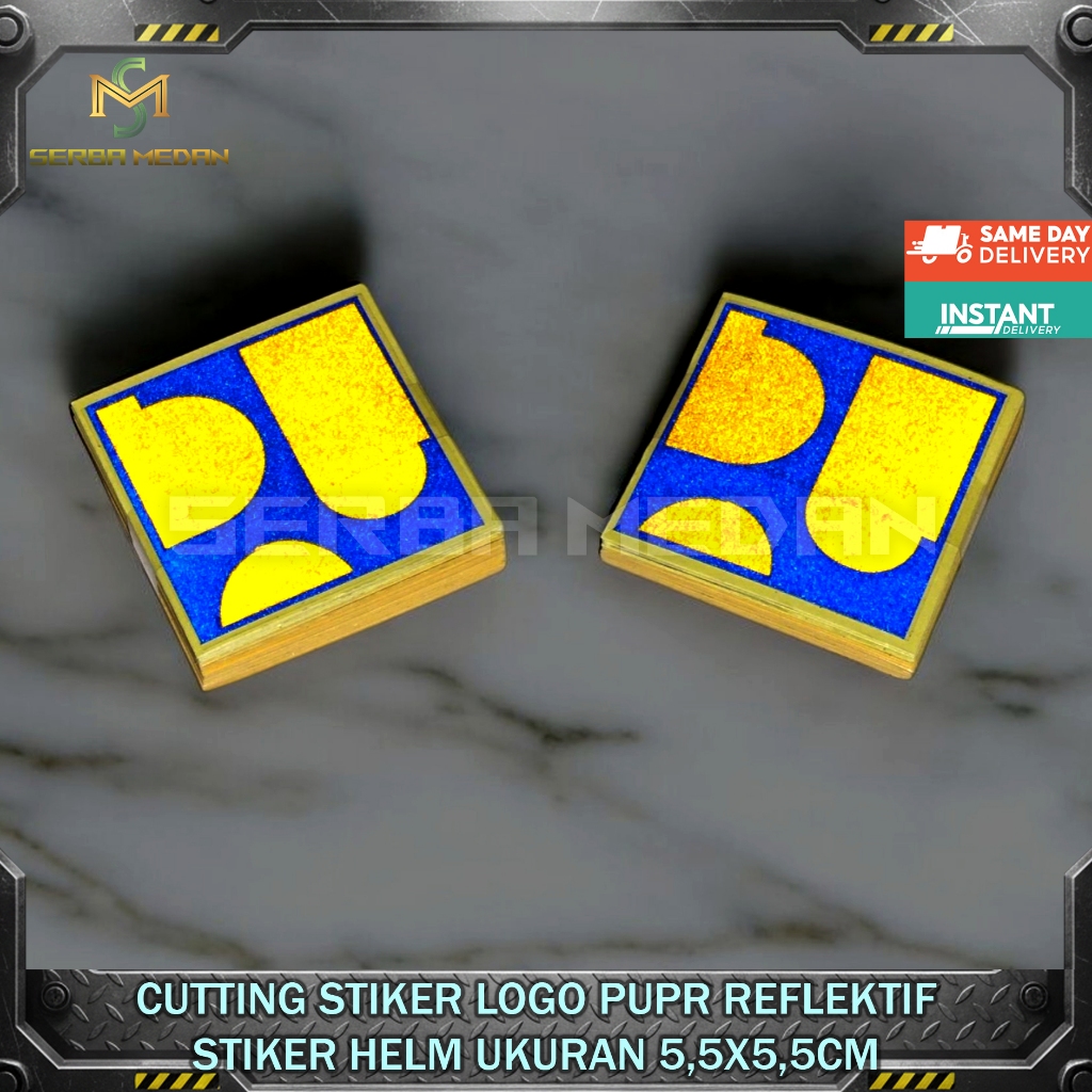 Stiker Helm Cutting Sticker Logo PUPR 5,5x5,5cm Sticker Proyek Proyek Stiker Reflektor Scothlite