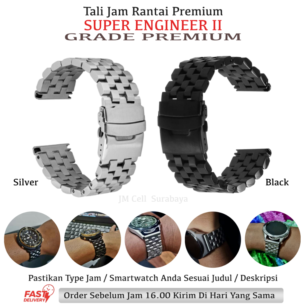 Tali Strap Rantai Jam Tangan TAG Heuer 20mm - Stainless Steel Super Engineer II Metal SE2