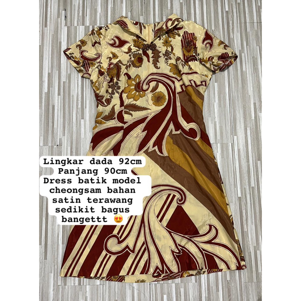 Dress batik model cheongsam bahan satin