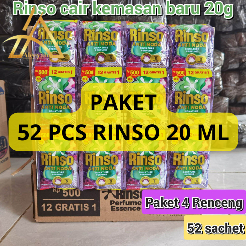 UNGU Rinso cair 52 pcs / sachet kemasan gopek new 1/2 dus (52pcs) RINSO CAIR 500an 20ml murah