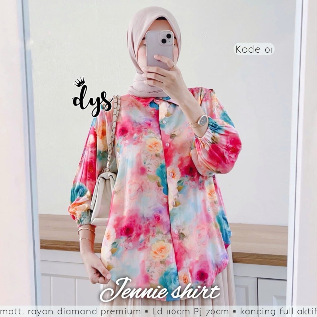 Atasan Wanita Hijab Shirt Motif | Kemeja Rayon Premium LD 110