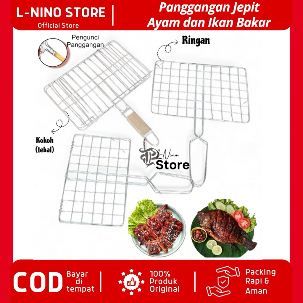 Panggangan Jepit Ayam bakar dan ikan bakar/ Alat panggang arang/ COD