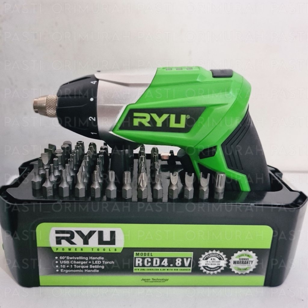 Bor Listrik Mini RYU RCD4.8V Obeng Baterai Cordless RYU RCD 4.8V