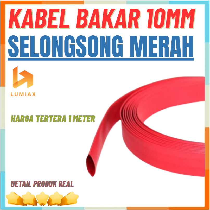 Solatip Bakar / 10MM Selongsong Bakar Heatshrink Heat shrink Cable Kabel 1m Merah