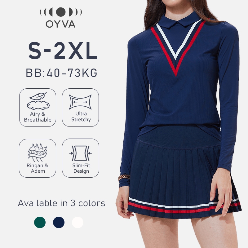 OYVA Set Sport Top Lengan Panjang & Rok Setelan Baju Olahraga Wanita Import Untuk Yoga Running Gym