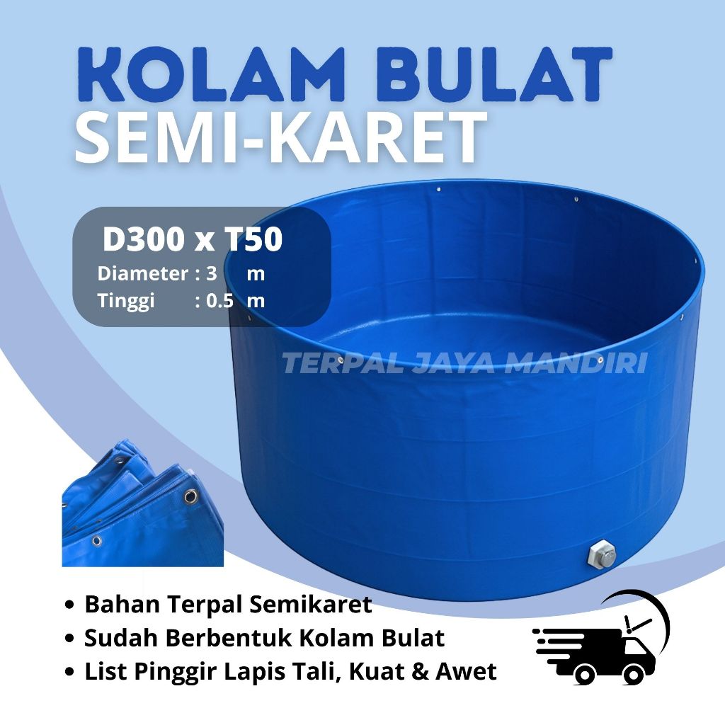 Kolam Terpal Bulat Orchid 300x50 cm | Kolam Ikan Bioflok Lele Nila | Terpal Tebal Semikaret Awet