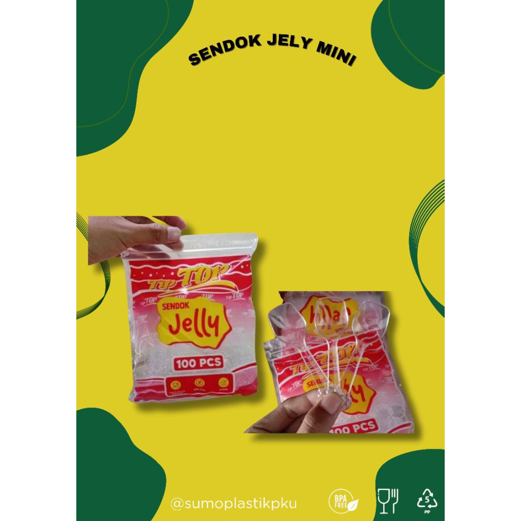 Sendok jelly Puding plastik sekali pakai bening / sendok puding mini kuat sekali pakai