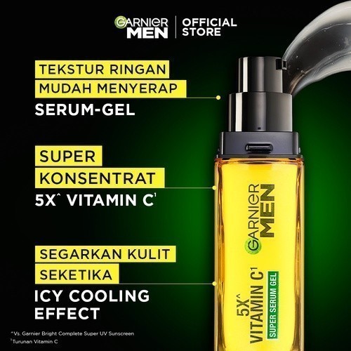 GARNIER Men Serum Wajah Mencerahkan Turbo Bright 5x Vitamin C - 30ml Serum Skincare Pria Wajah Anti 