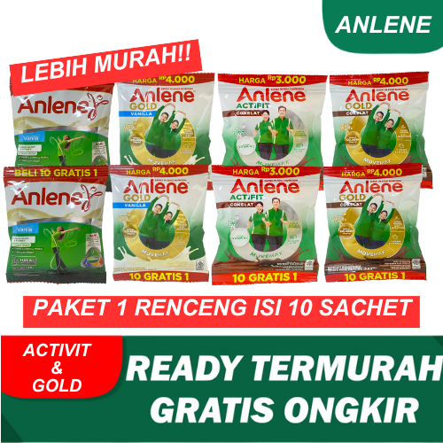 ANLENE GOLD ACTIVIT 1 RENCENG ISI 10 SACHET RASA VANILA COKLAT SUSU KEBUTUHAN NUTRISI TULANG PAKET H
