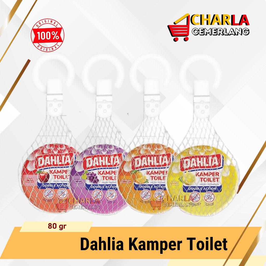 Dahlia Kamper Toilet/Freshener Gantung & Refill Zesty Lemon/Orange/Grape/Wild Grape 80 gr