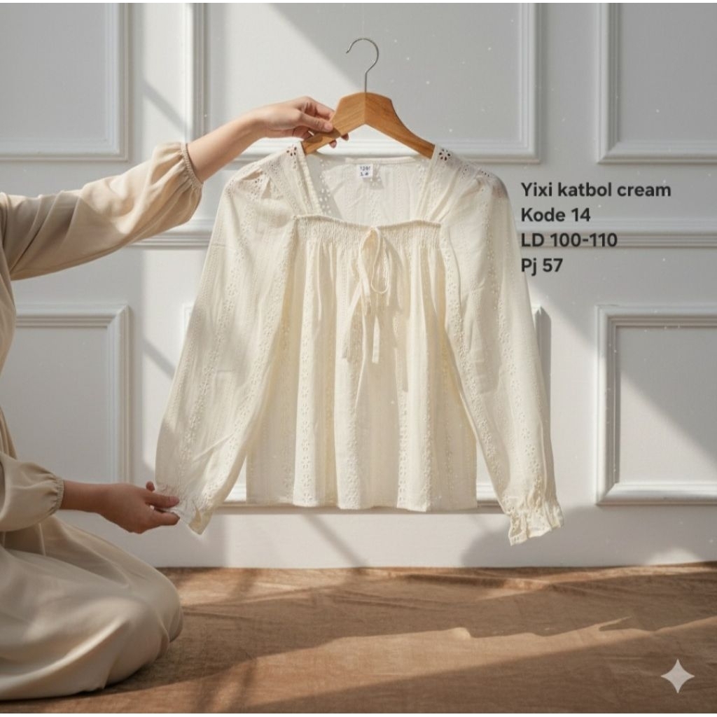 Blouse Yixi katbol kream kode 14