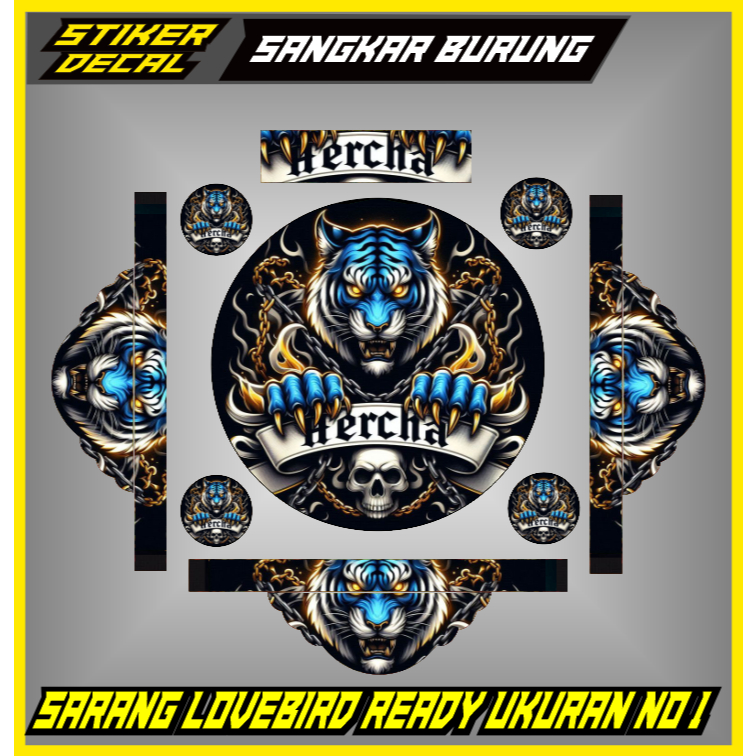 STIKER DECAL SANGKAR BURUNG LOVEBIRD DIAMETER 33CM / NO.1 KURUNGAN MANUK BULAT