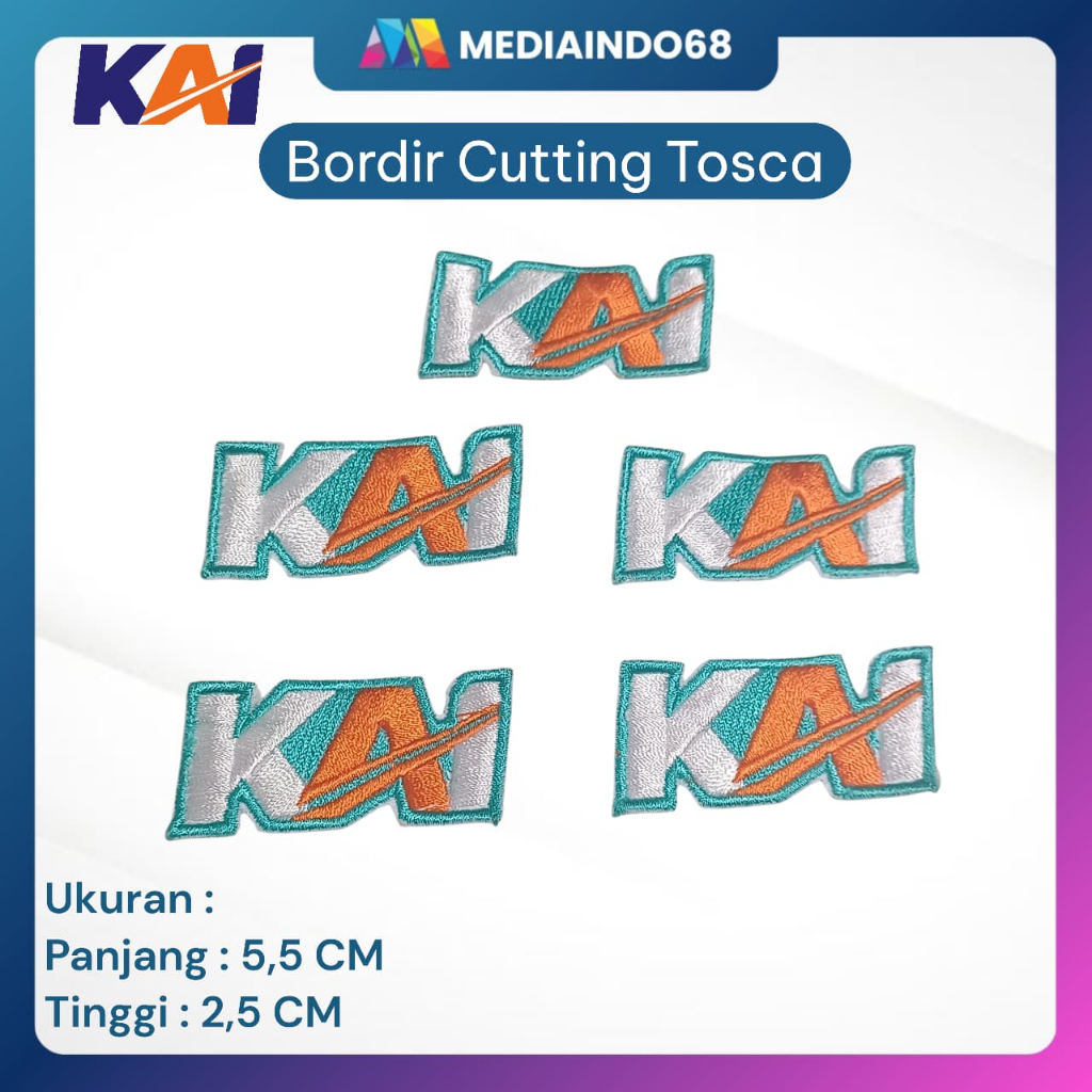 Bordir Cutting/emblem Seragam Dinas Logo KAI warna Hijau Tosca