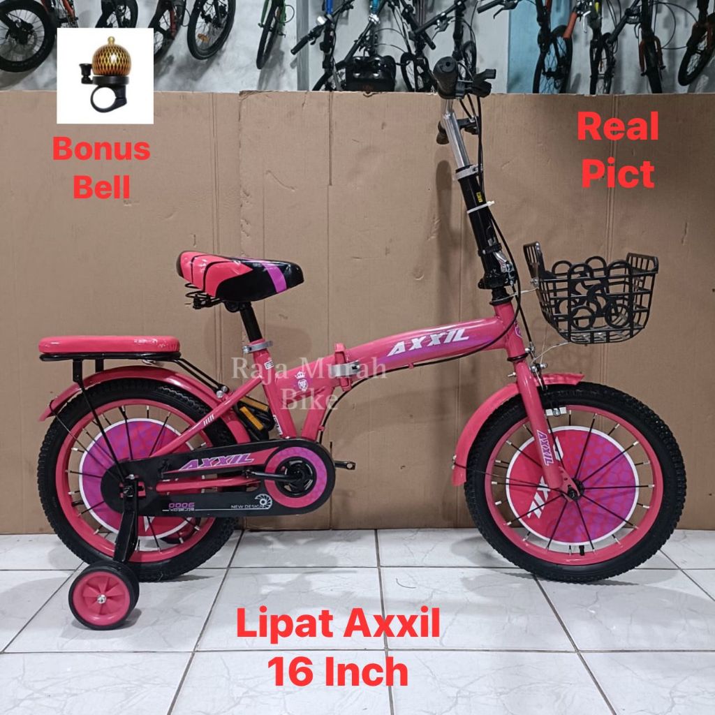sepeda anak lipat 16 inch axxil 616 keranjang sepeda perempuan keranjang lipat axxil 616 16 inch