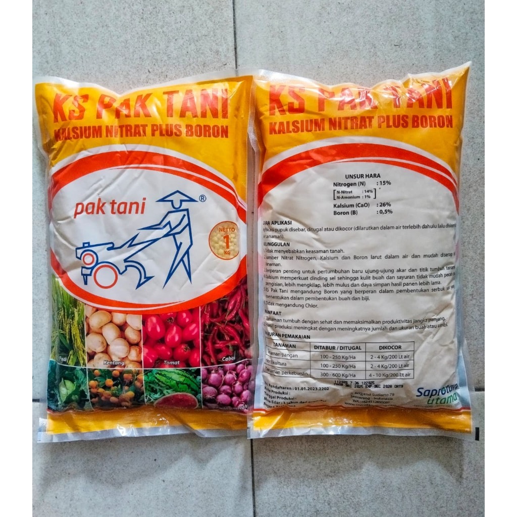 KS Pak Tani 1 Kg Kemasan Pabrik Pupuk Kalsium Nitrat Plus Boron