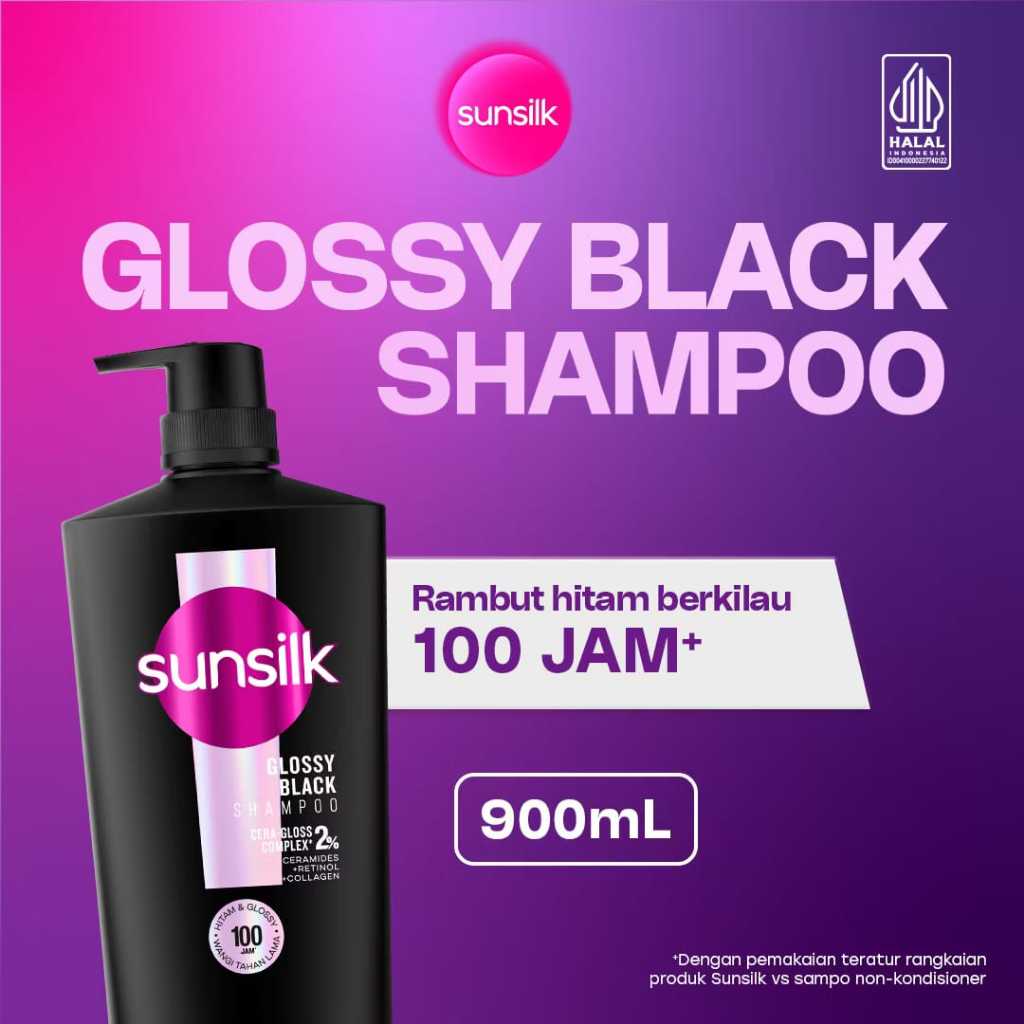 SUNSILK SHAMPOO GLOSSY BLACK 900 ML SUNSILK HITAM SUNSILK BLACK 900 ML