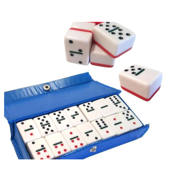 BATU DOMINO PLASTIK TEBAL + BOX TAS BIRU / BATU GAPLE