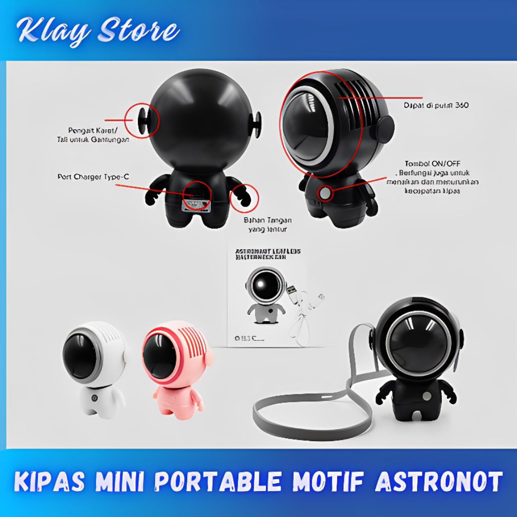 Kipas Gantung Leher Kipas mini portable astronot Kipas angin mini kipas astronot Kipas Gantung Leher