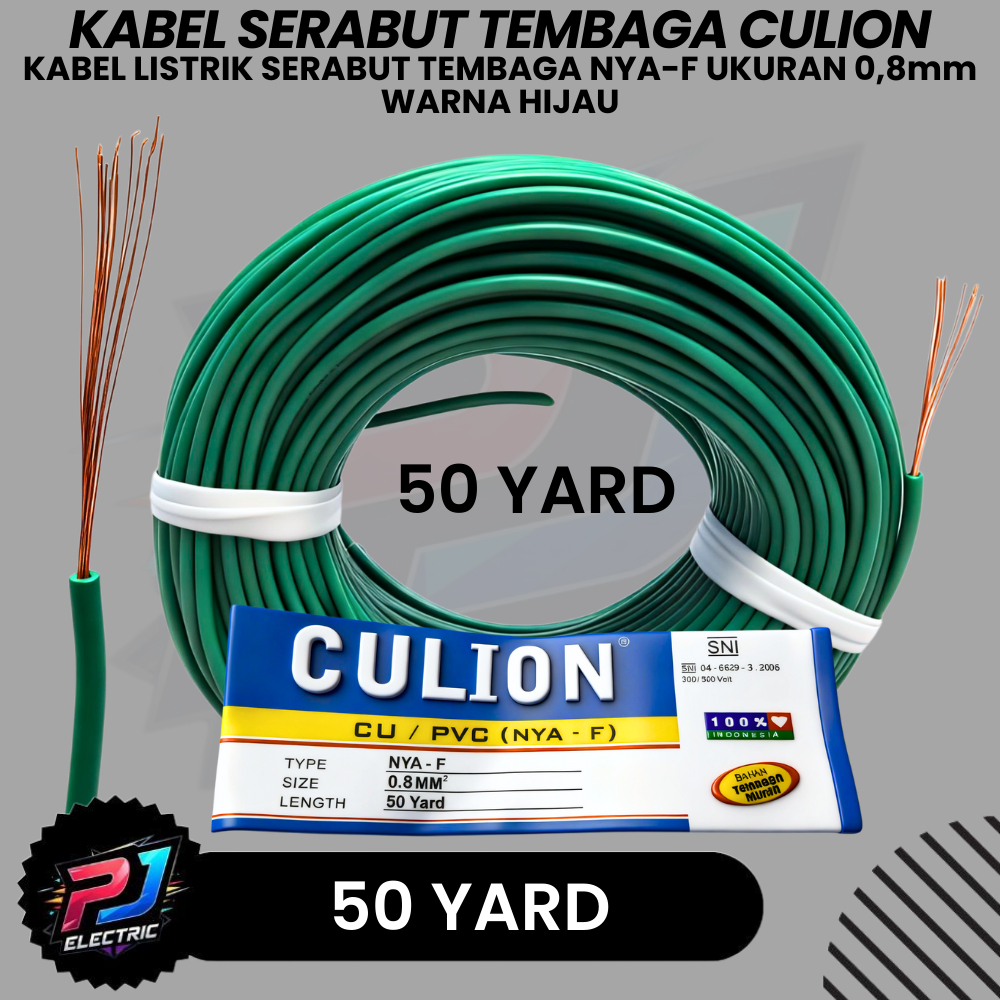 Kabel Culion Serabut Tembaga / Kabel 0.8mm 1 Roll 50 Yard HIJAU  Kabel Fleksibel Serabut Tembaga SNI
