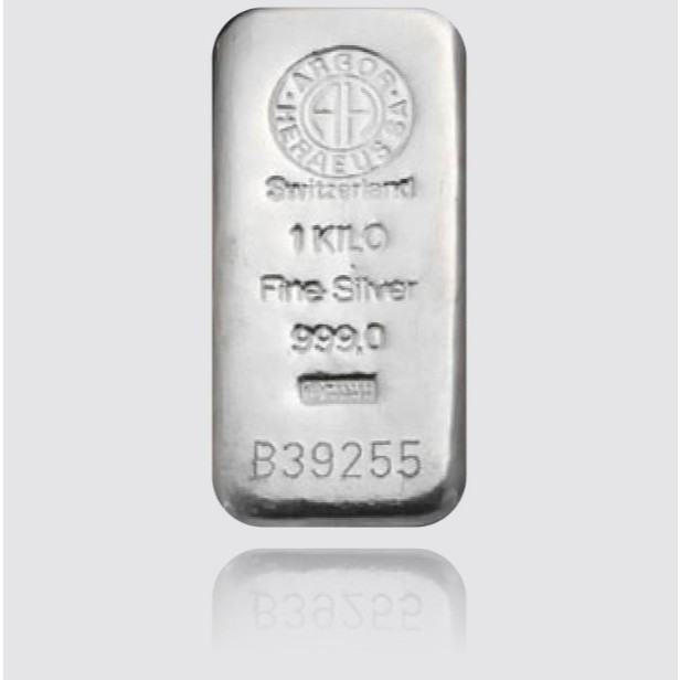 Heraeus swiss/switzerland Silver Bar Perak Batangan 99.99% 1000 Gram 1Kg | BERSERTIFIKAT
